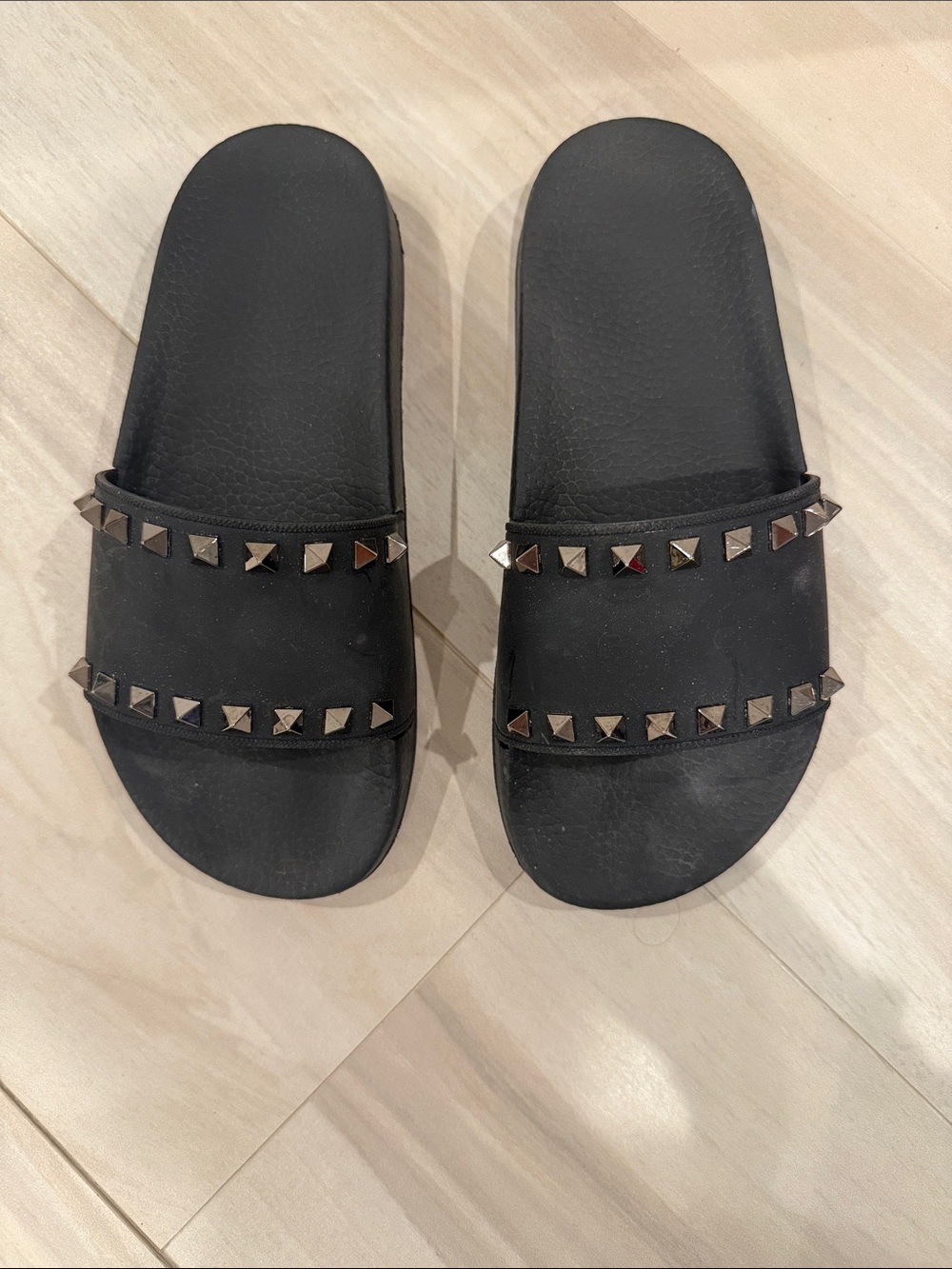 Valentino Black Studded Slide Sandals